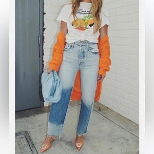 Mother Rambler Ankle Fray Color-block Denim Jeans, Win Some Lose Some, Size 29